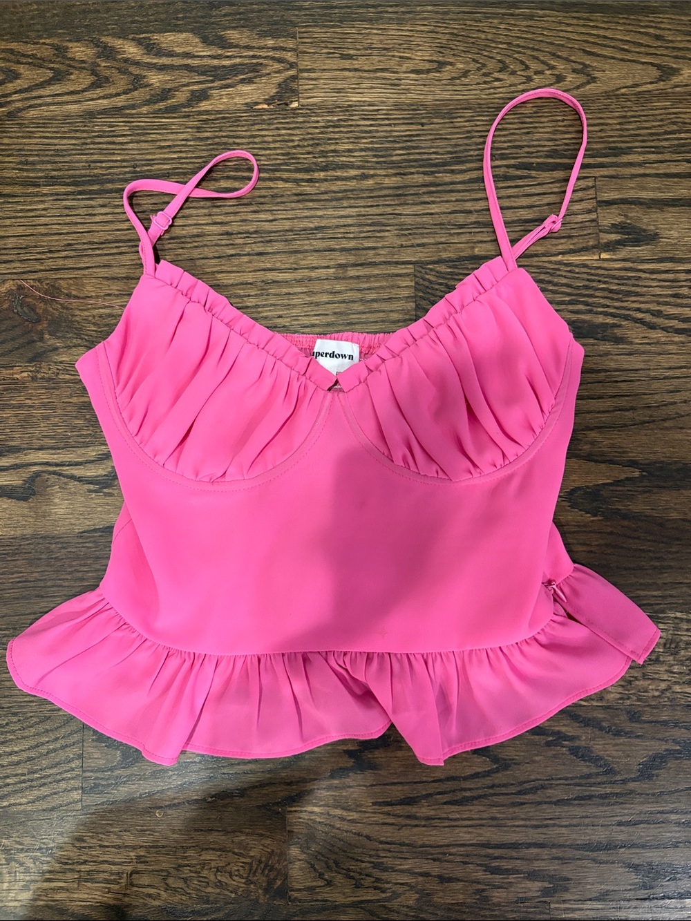 superdown Hot Pink Ruffled Peplum Cami